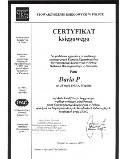 Certyfikat księgowego